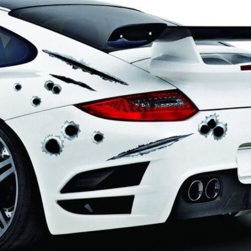 Simulation Bullet Hole Car Sticker, Car Bullet Hole Crack Car Sticker